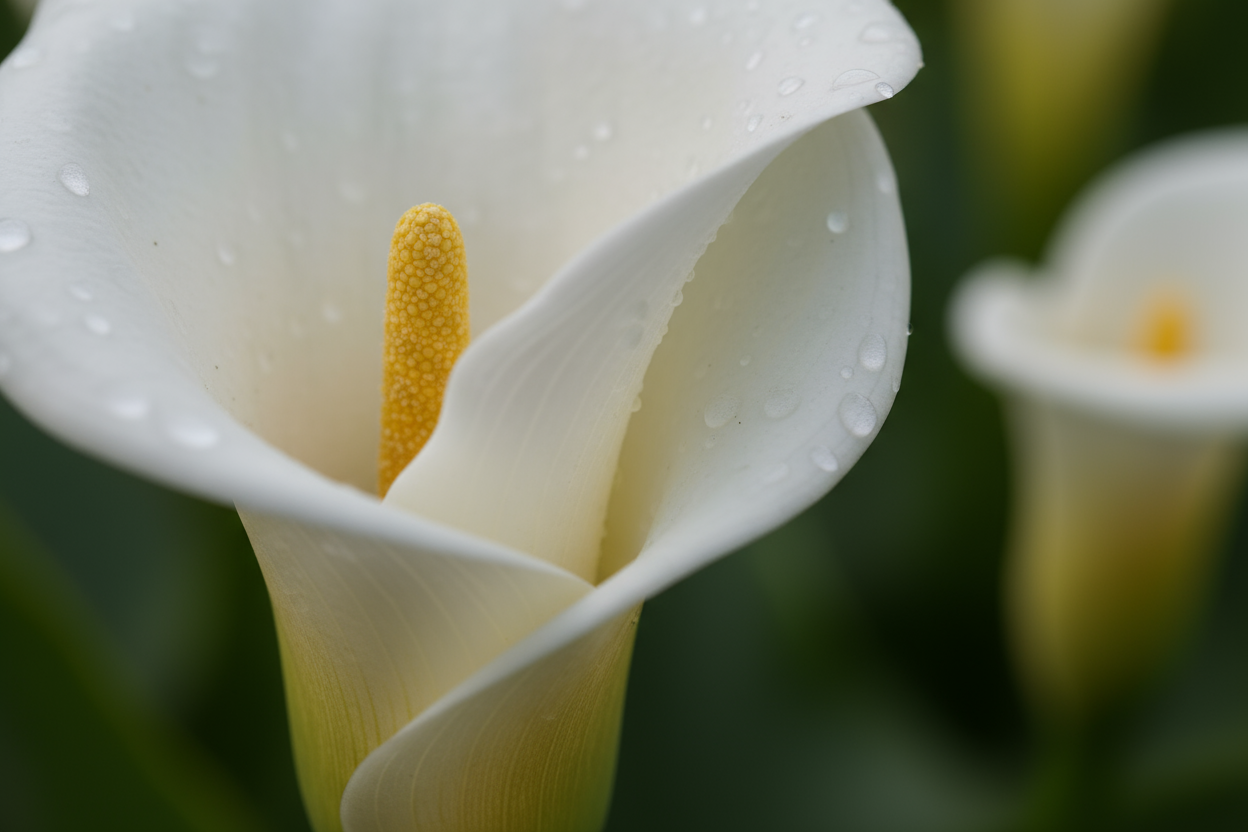close up macro shot of cala lillies